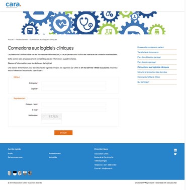 La plateforme CARA est bâtie sur des normes internationales (IHE, CDA) et permet donc d'offrir des interfaces de connexion standardisées.