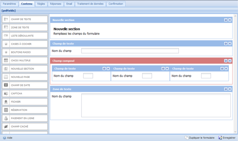 IceCube2.Net - Système de gestion de contenu - Formulaire en ligne avec conditions
