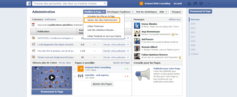 Ajout d'un administrateur sur Facebook