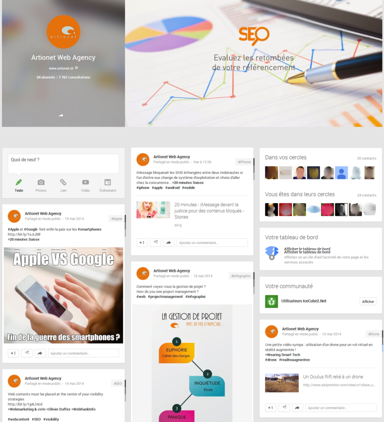 Page Google + Artionet Web Agency