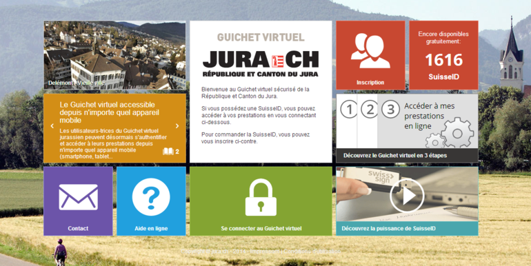 Exemple de la tendance Flat Design : le Guichet Virtuel du Canton du Jura