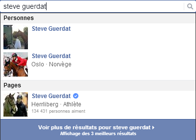 Recherche Facebook - Moteur de recherche interne