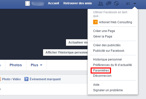 Paramètres Facebook