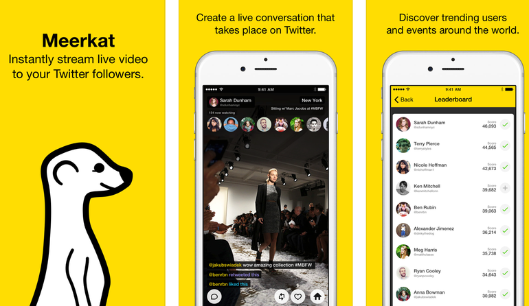 Meerkat : captures d'écran de l'application