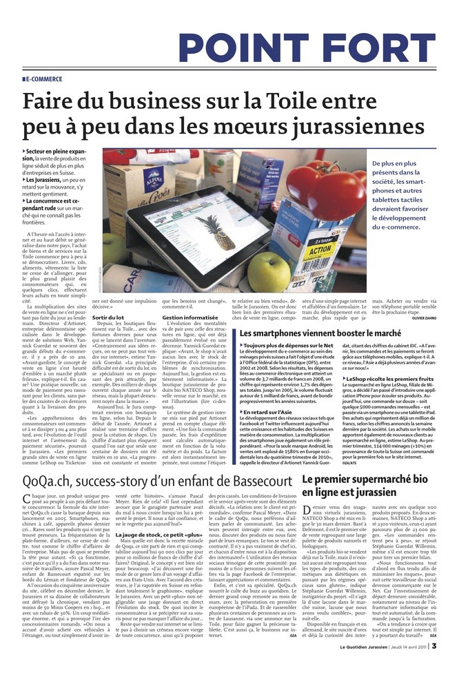 Le Quotidien Jurassien édition du 11 avril 2011