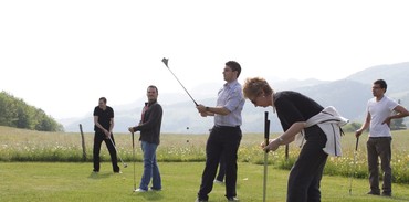 Sur le green du Swin Golf de La Caquerelle