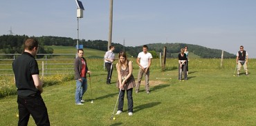 Sur le green du Swin Golf de La Caquerelle
