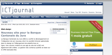 Nouveau site pour la Banque Cantonale du Jura