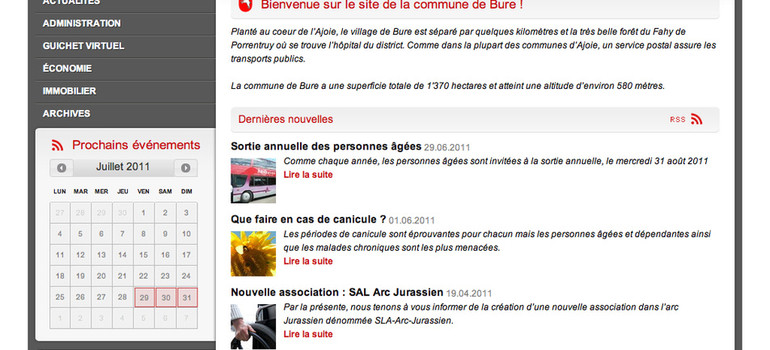 Au coeur de l'Ajoie, la Commune de Bure présente son nouveau site web